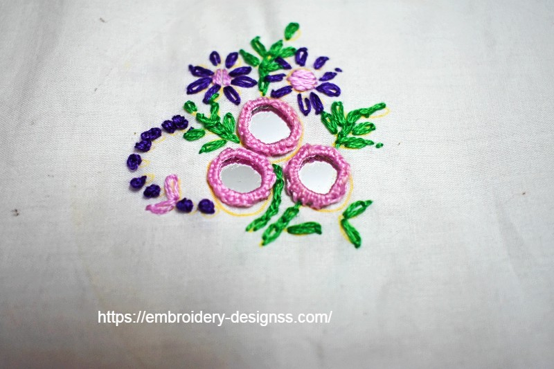 Simple mirror work embroidery