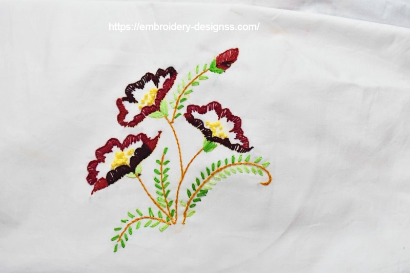 Floral embroidery design – buttonhole stitch